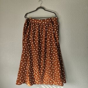 WRAY NYC Polka Dot Midi Skirt - Cinnamon/Rust - 2XL